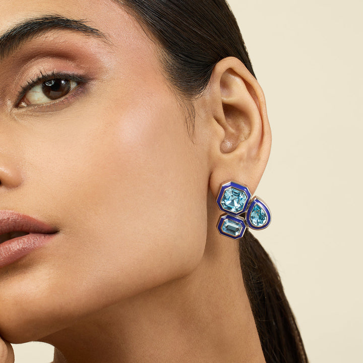 Aquamarine Crystal Galaxy Earrings