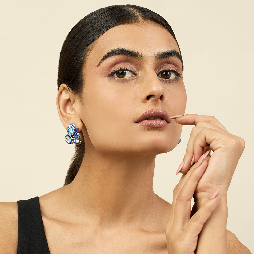 Aquamarine Crystal Galaxy Earrings