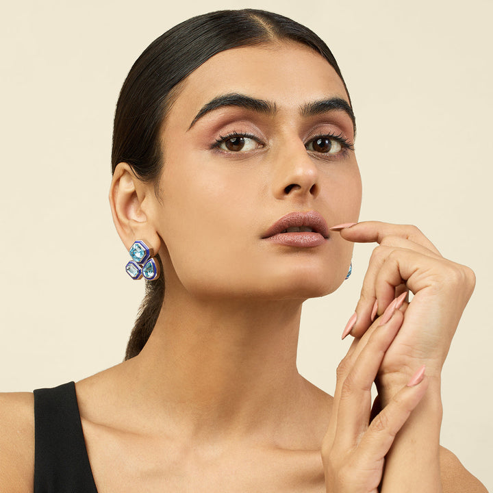 Aquamarine Crystal Galaxy Earrings