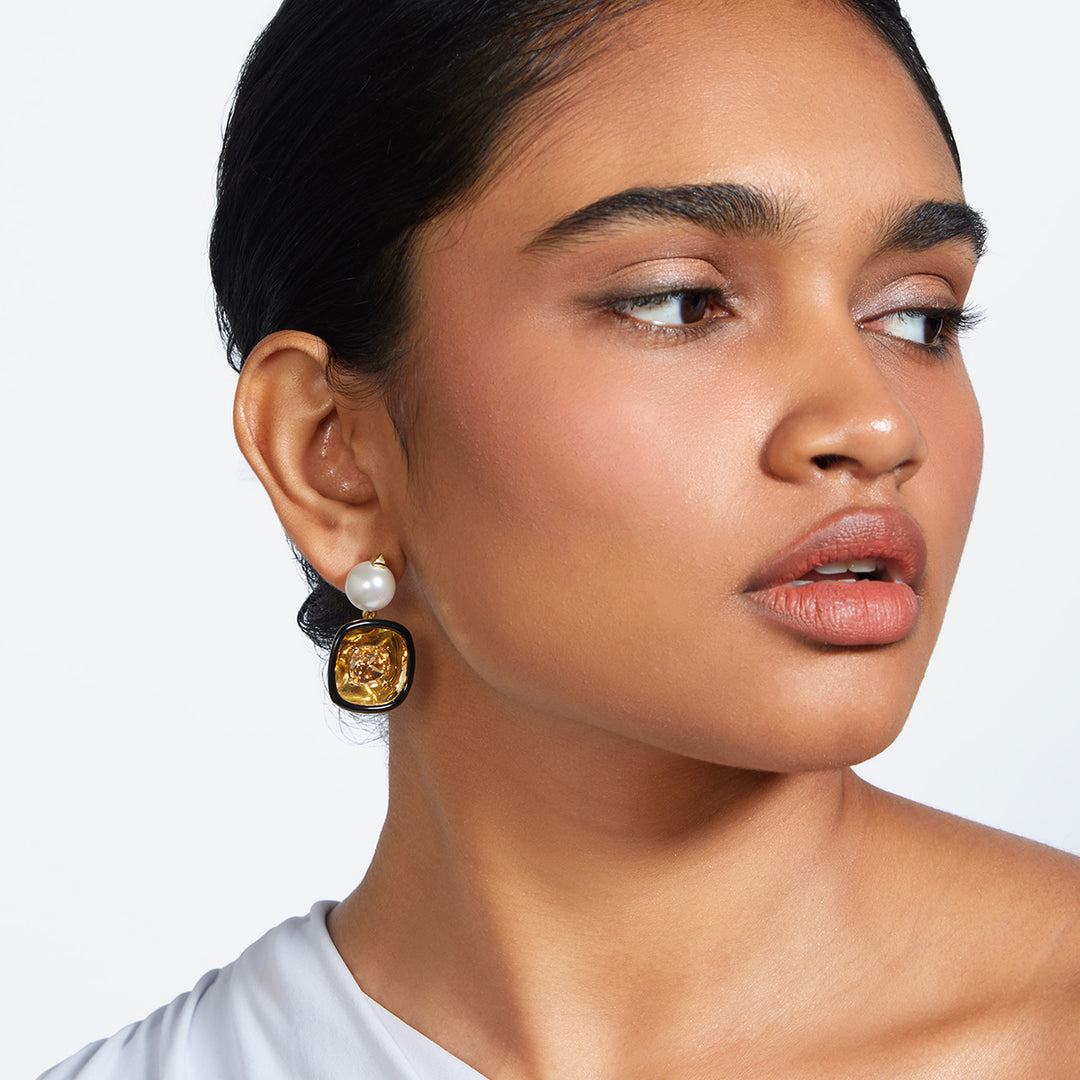 Bling Glory Wrap Crystal & Pearl Earrings