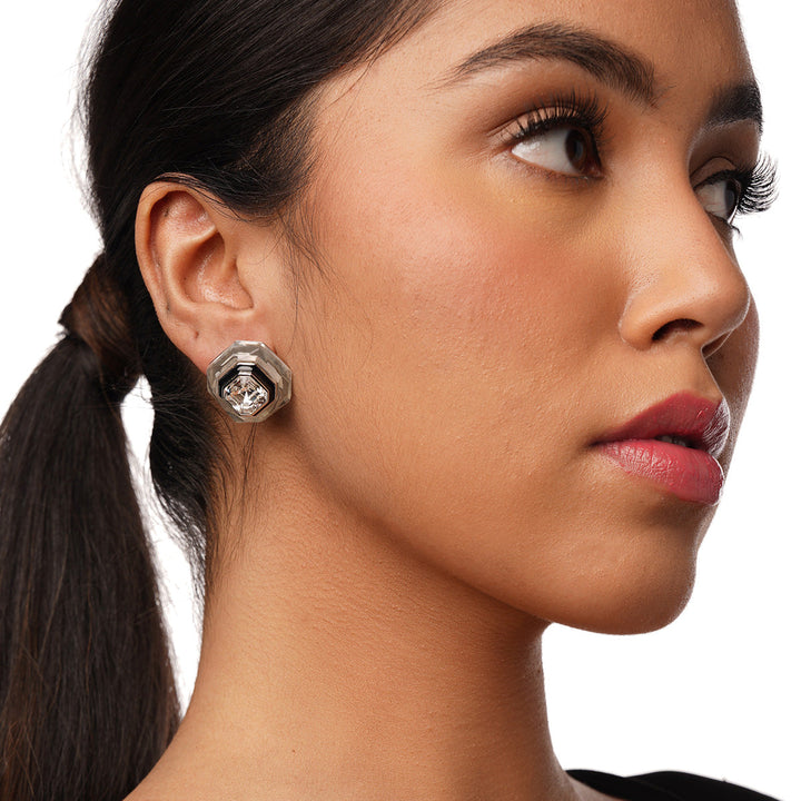 White Stud Earring for Women by Isharya | Modern Indian Jewellery