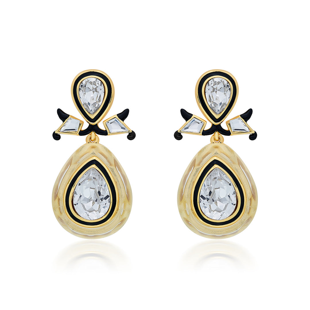 Gold Drop Earring for Women by Isharya | Modern Indian Jewellery
