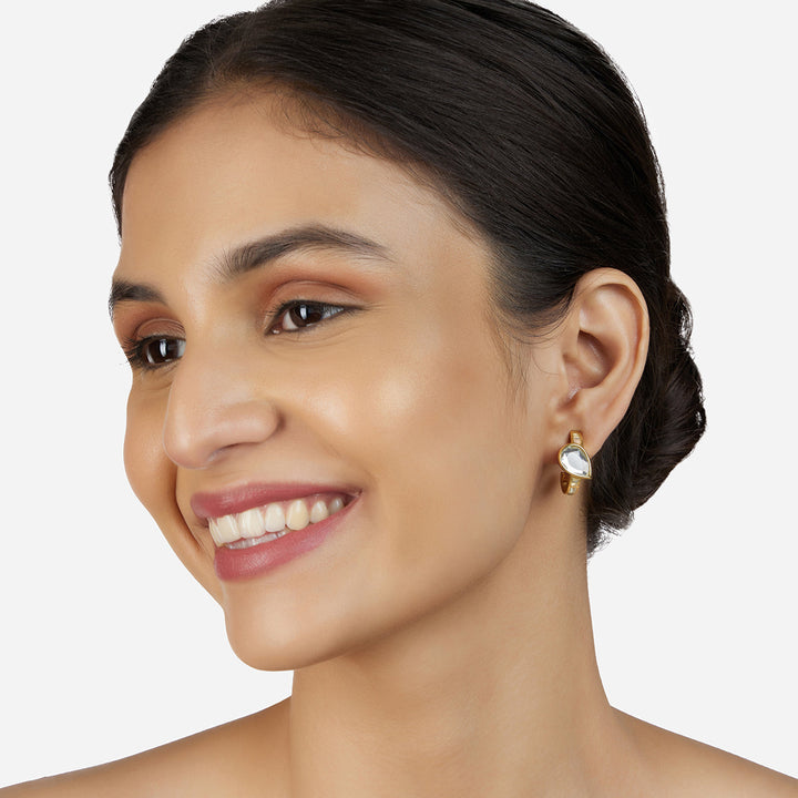 White Hoop Earring for Women by Isharya | Modern Indian Jewellery