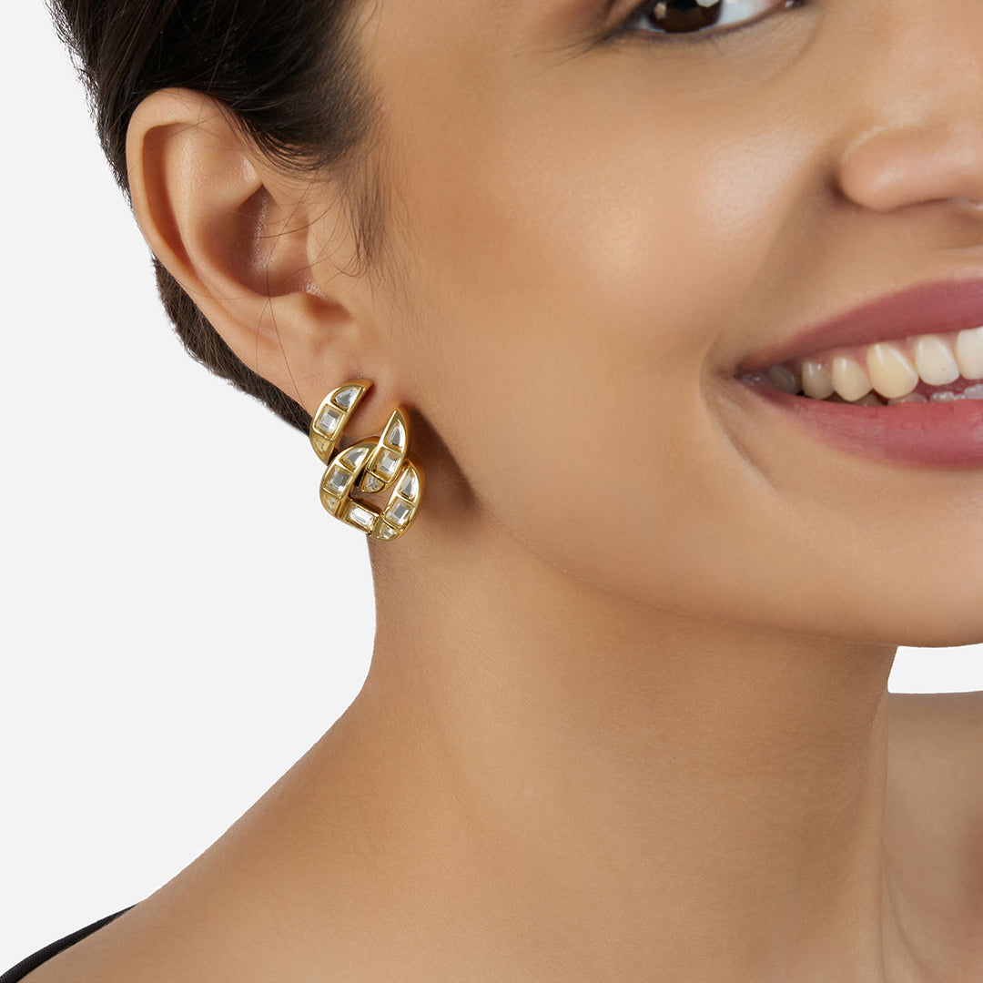 White Hoop Earring for Women by Isharya | Modern Indian Jewellery