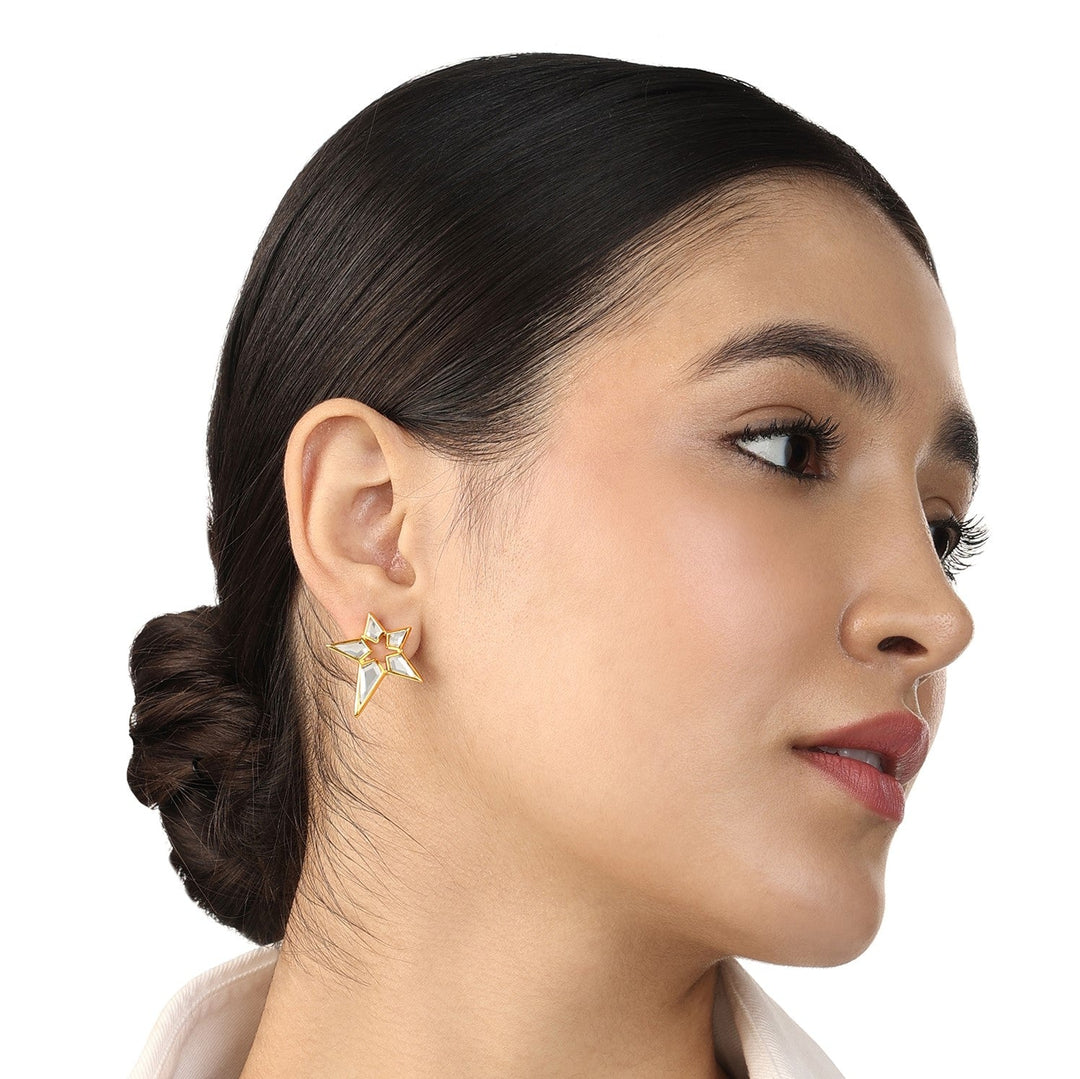 White Stud Earring for Women by Isharya | Modern Indian Jewellery
