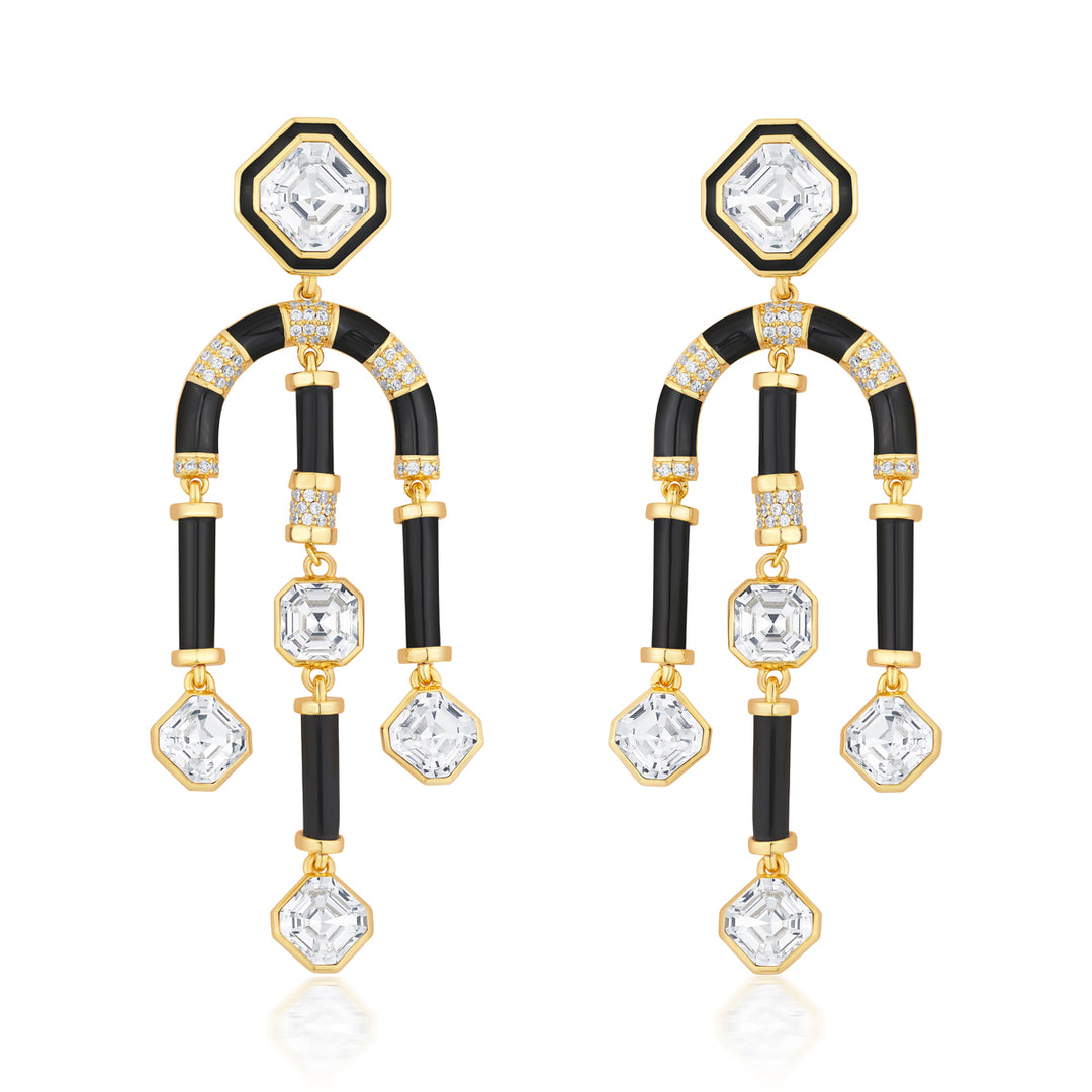 Gold Moss Chandelier Crystal Earrings