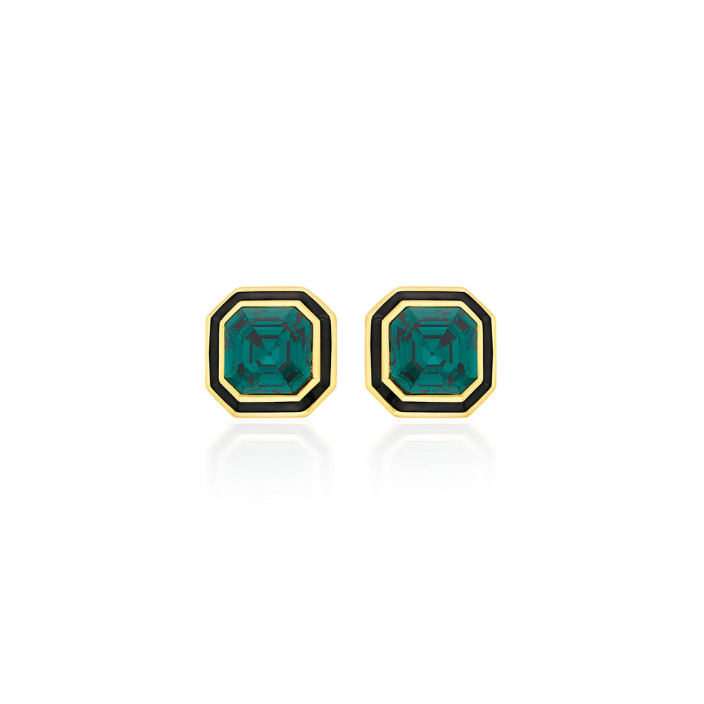 Jungle Green Octa Crystal Studs for Women by Isharya | Modern Indian Jewellery