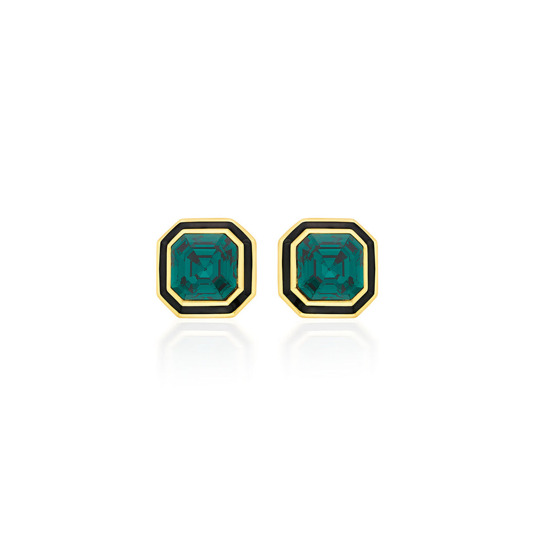 Jungle Green Octa Crystal Studs for Women by Isharya | Modern Indian Jewellery