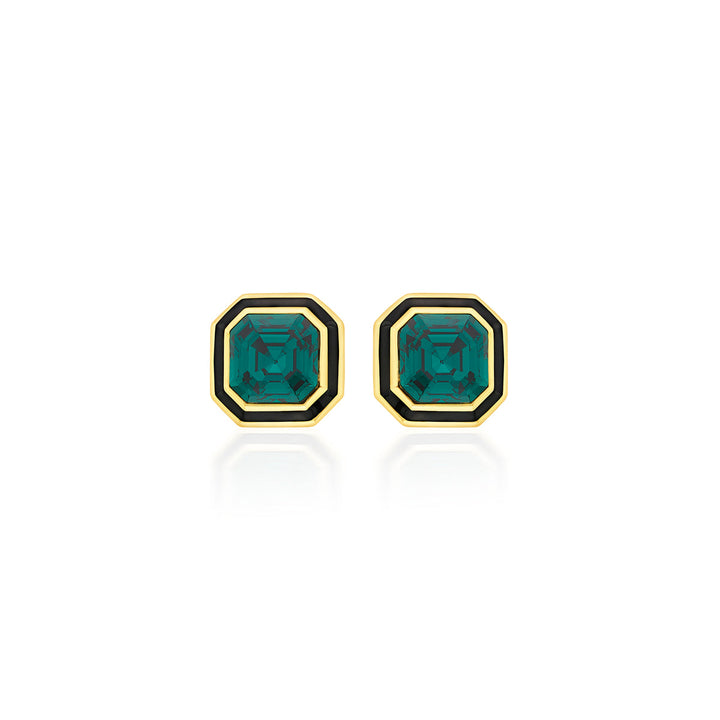 Jungle Green Octa Crystal Studs for Women by Isharya | Modern Indian Jewellery