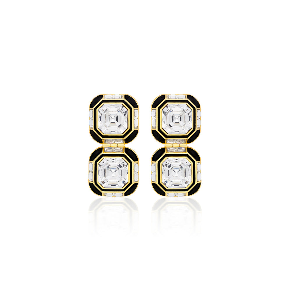 Optical Oversized Double Crystal Studs for Women by Isharya | Modern Indian Jewellery