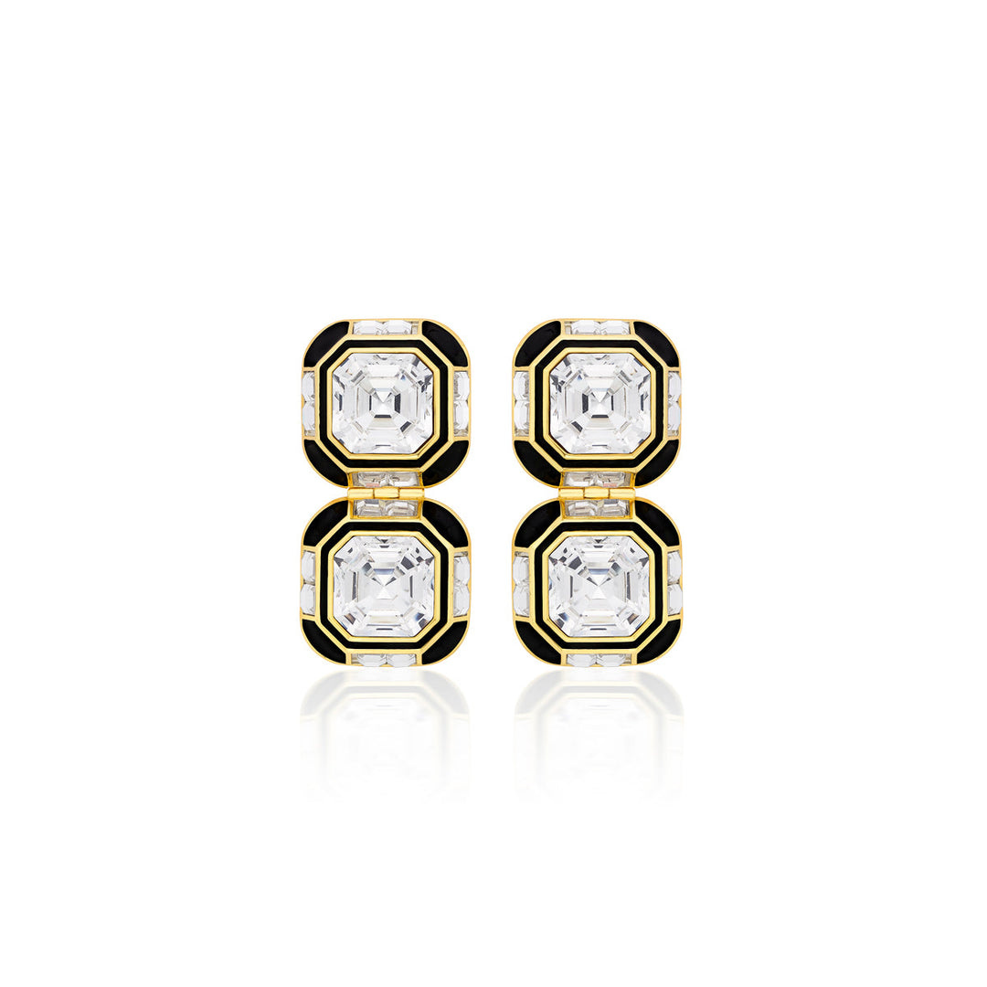Optical Oversized Double Crystal Studs for Women by Isharya | Modern Indian Jewellery