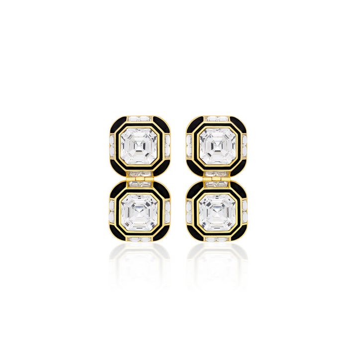 Optical Oversized Double Crystal Studs for Women by Isharya | Modern Indian Jewellery