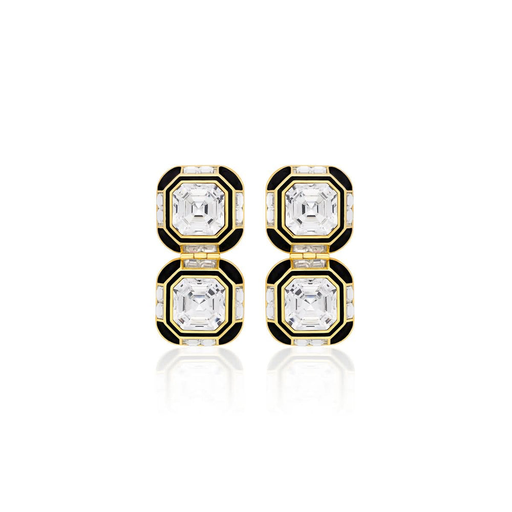 Malaika Arora Optical Oversized Double Crystal Studs for Women by Isharya | Modern Indian Jewellery