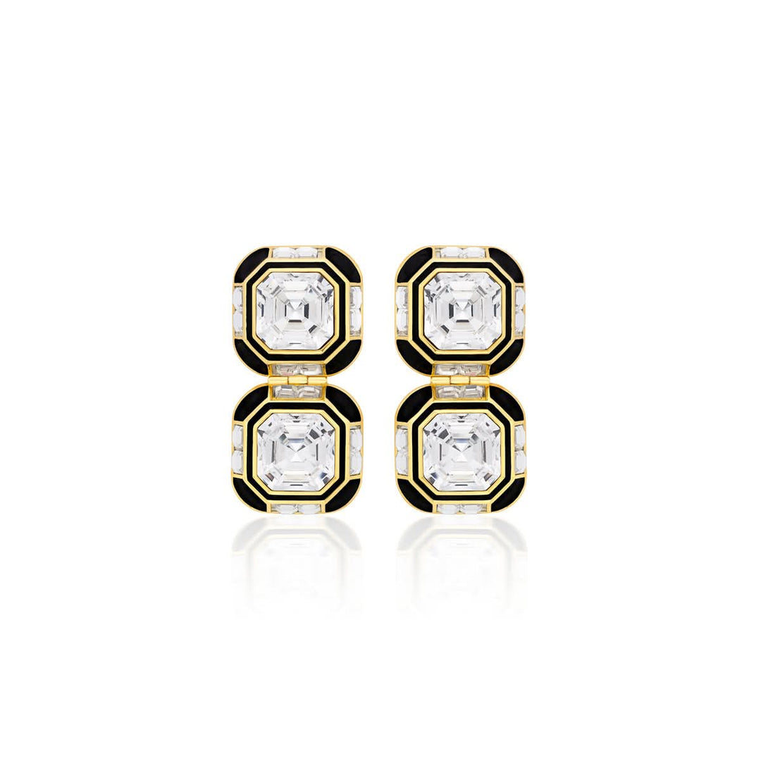 Malaika Arora Optical Oversized Double Crystal Studs for Women by Isharya | Modern Indian Jewellery