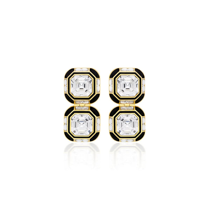 Malaika Arora Optical Oversized Double Crystal Studs for Women by Isharya | Modern Indian Jewellery