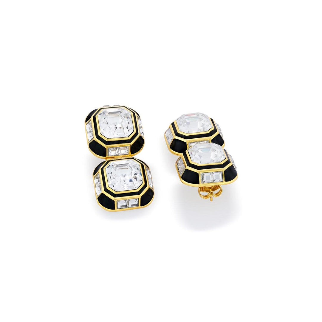 Malaika Arora Optical Oversized Double Crystal Studs for Women by Isharya | Modern Indian Jewellery