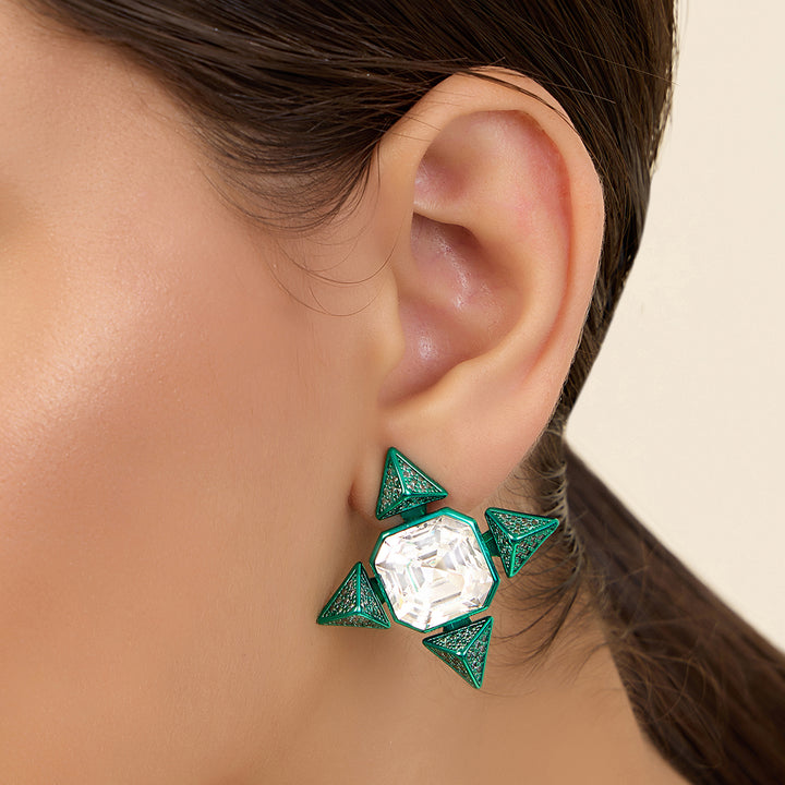 Jungle Green Crystal Star Earrings