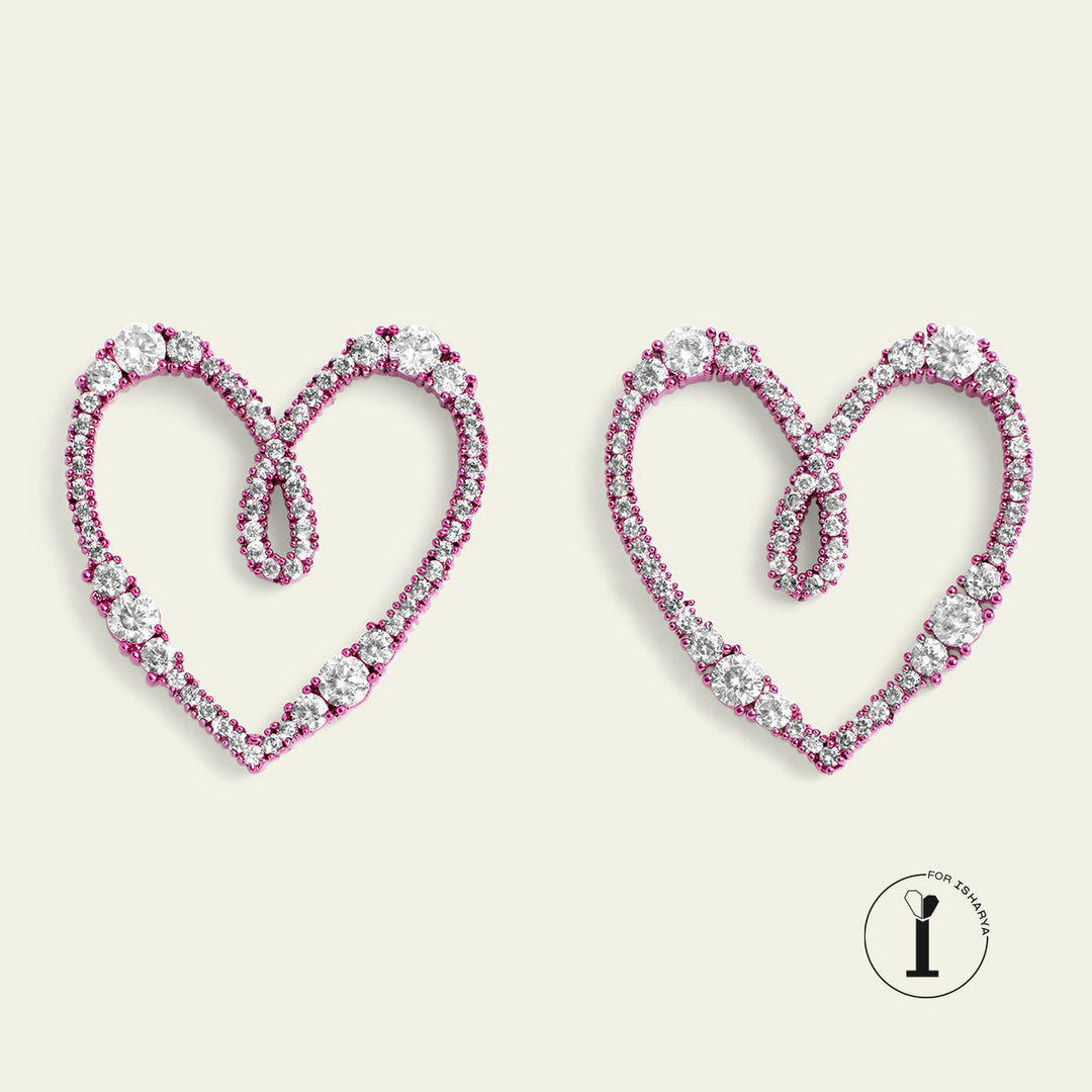 Pink Heart Studs