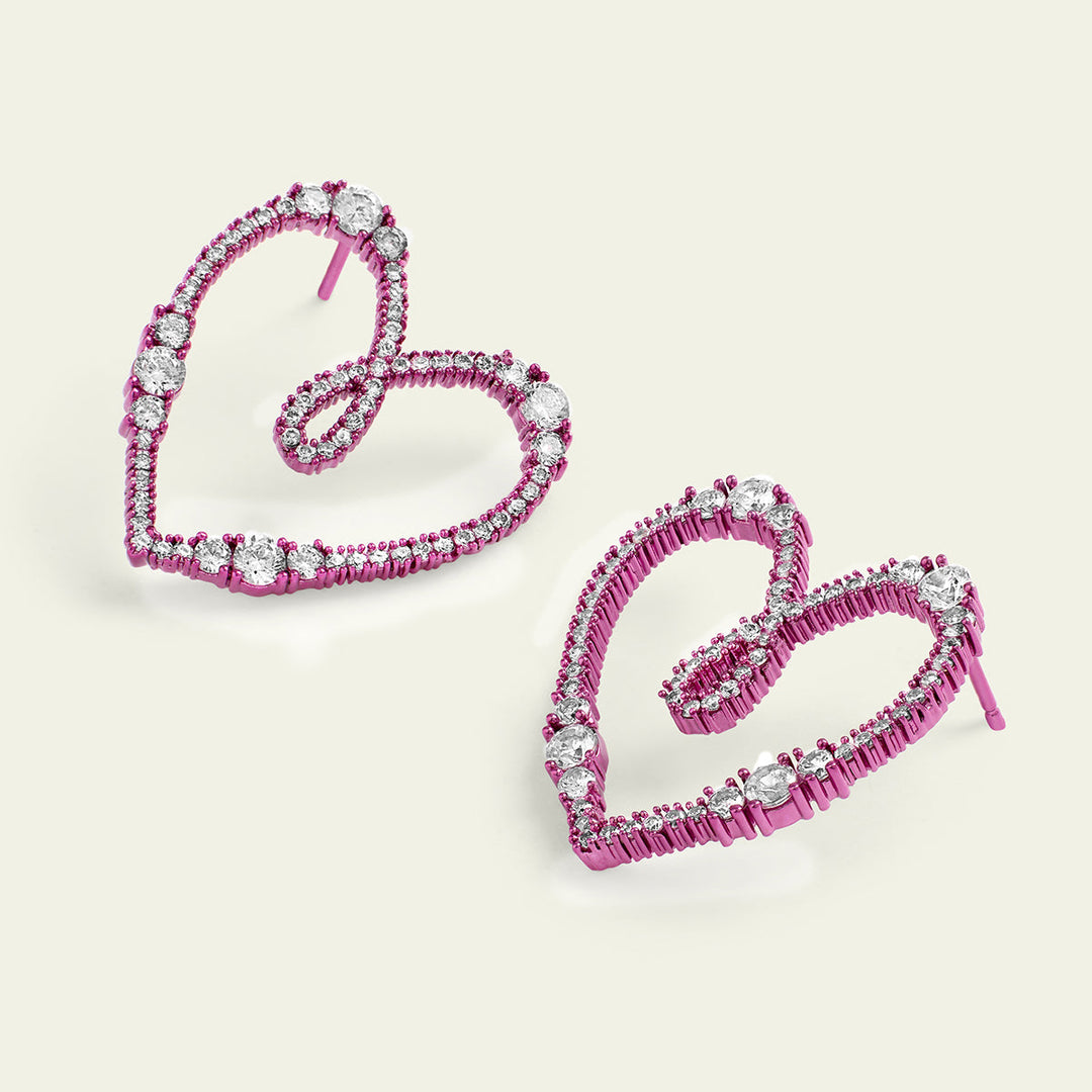 Pink Heart Studs