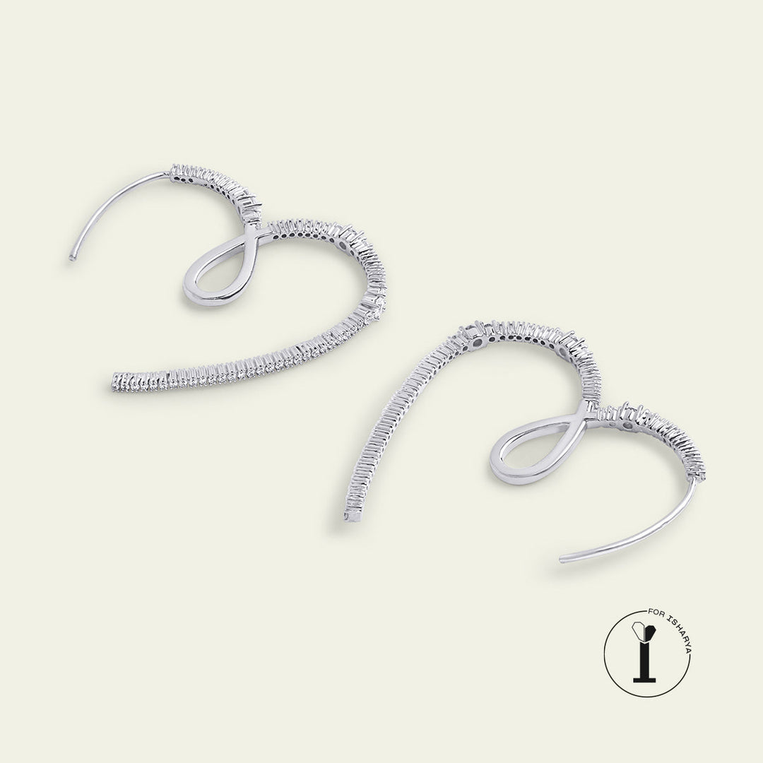 Silver Heart Hoops