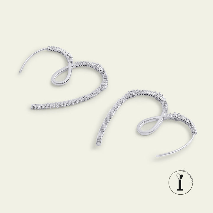 Silver Heart Hoops