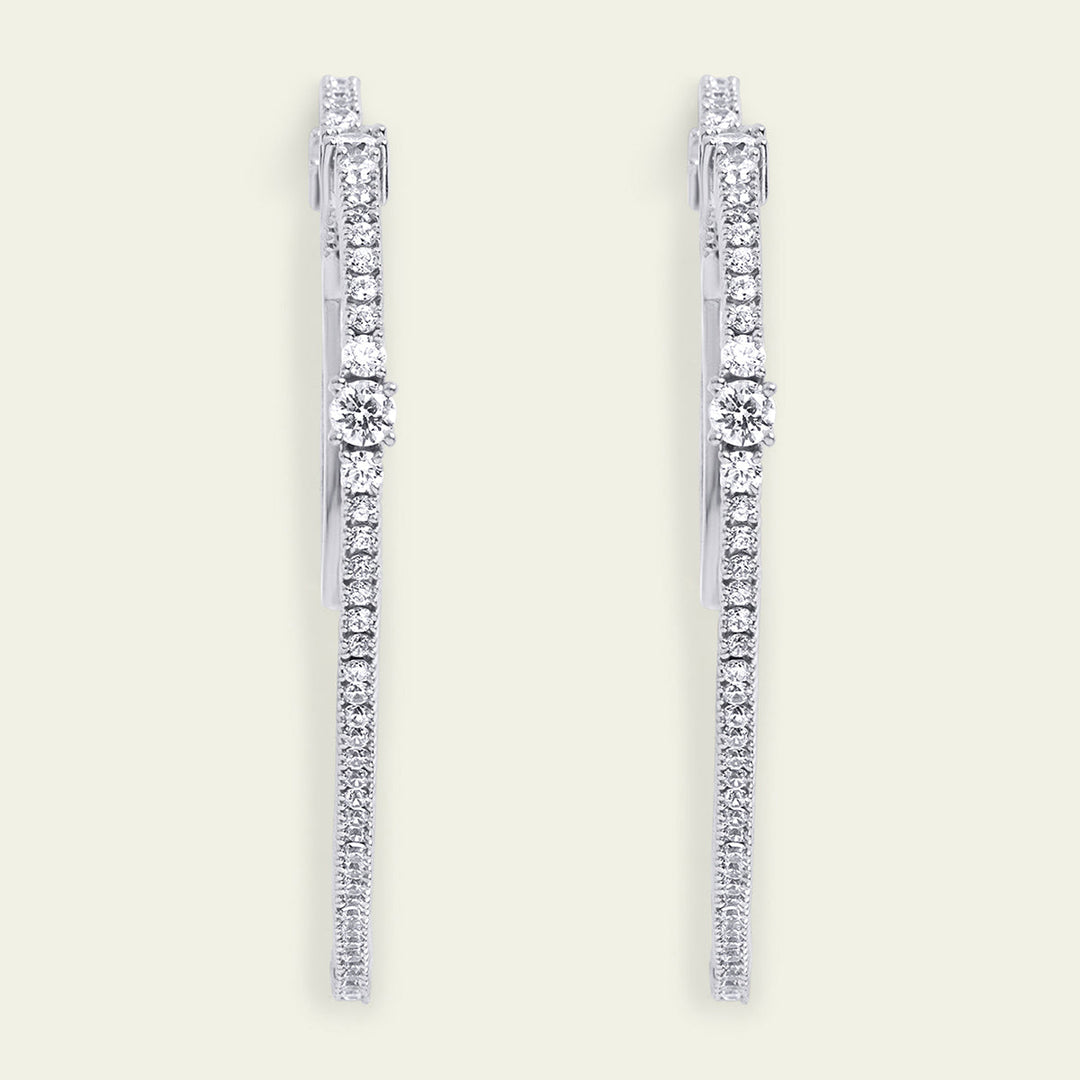 Silver Heart Hoops