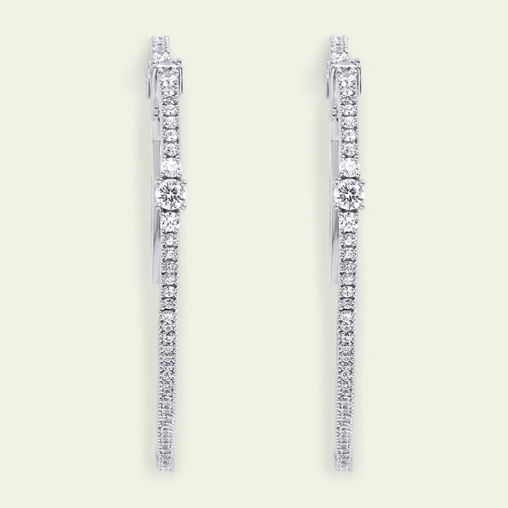 Silver Heart Hoops