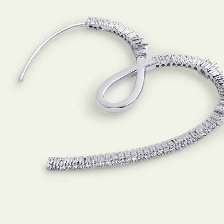 Silver Heart Hoops