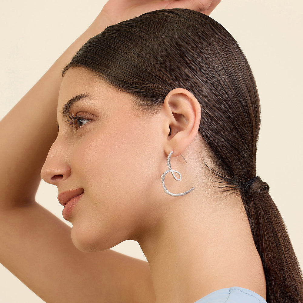 Silver Heart Hoops