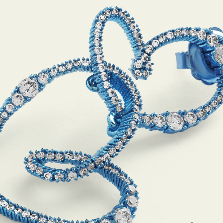 Blue Double Heart Earrings