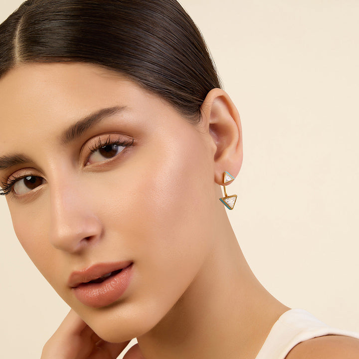 Turquoise Stud Earring for Women by Isharya | Modern Indian Jewellery