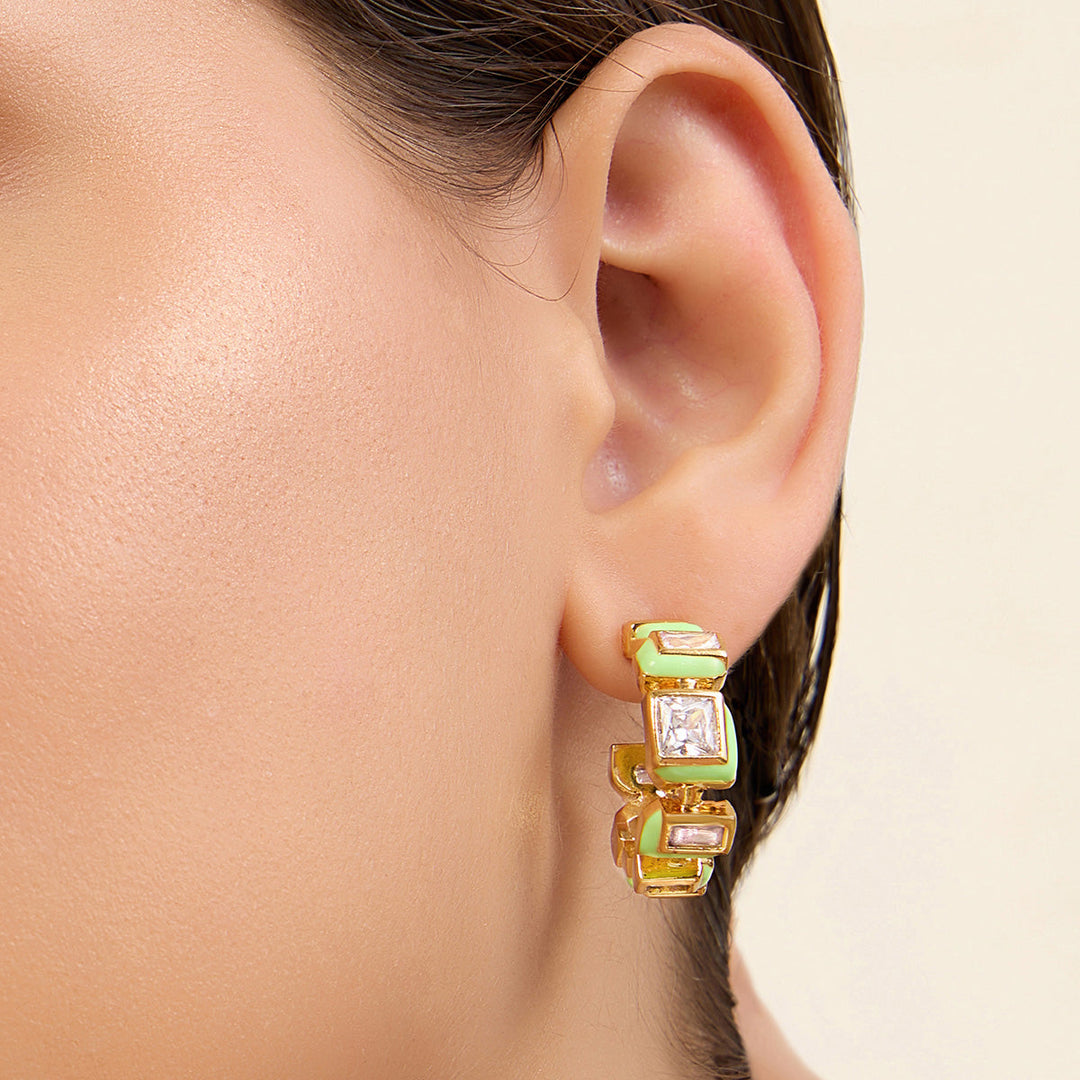Green Hoop Earring for Women by Isharya | Modern Indian Jewellery