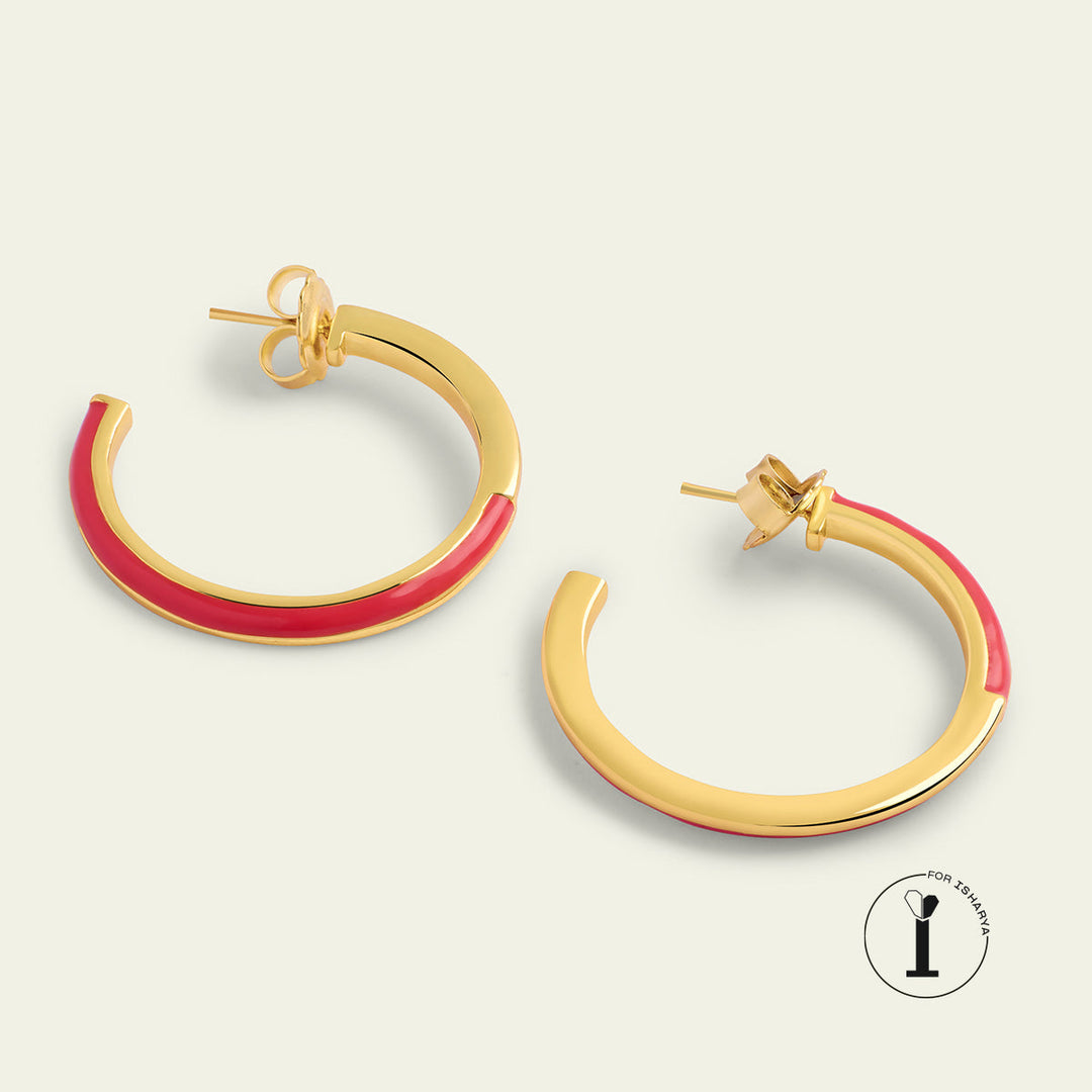 Pink Enamel Hoops