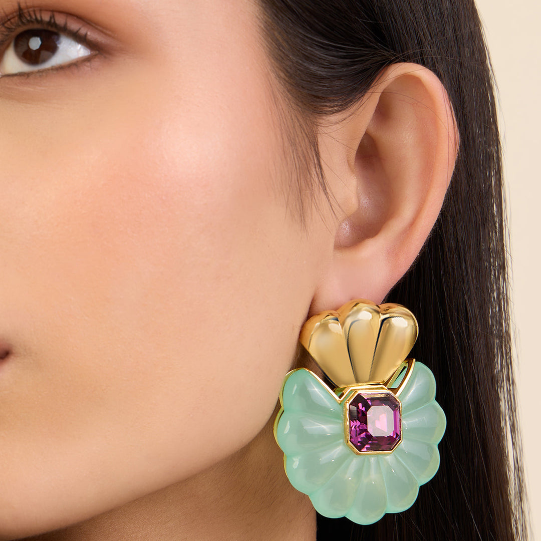 Green Stud Earring for Women by Isharya | Modern Indian Jewellery
