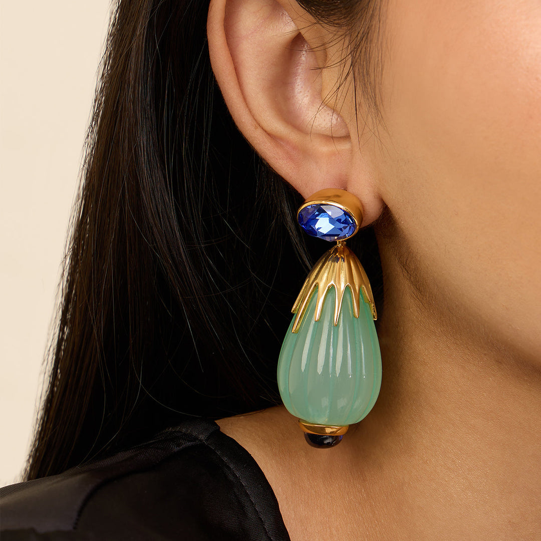 Blue Corundum Drop Earrings