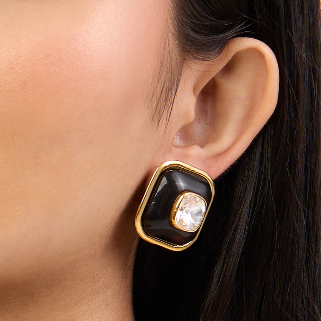 Black Stud Earring for Women by Isharya | Modern Indian Jewellery
