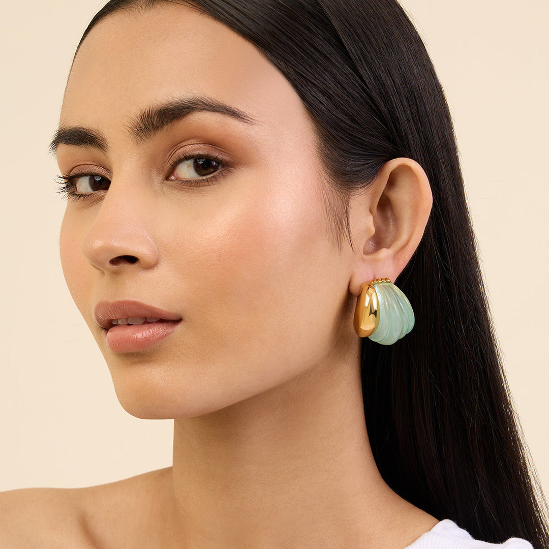 Green Hoop Earring for Women by Isharya | Modern Indian Jewellery