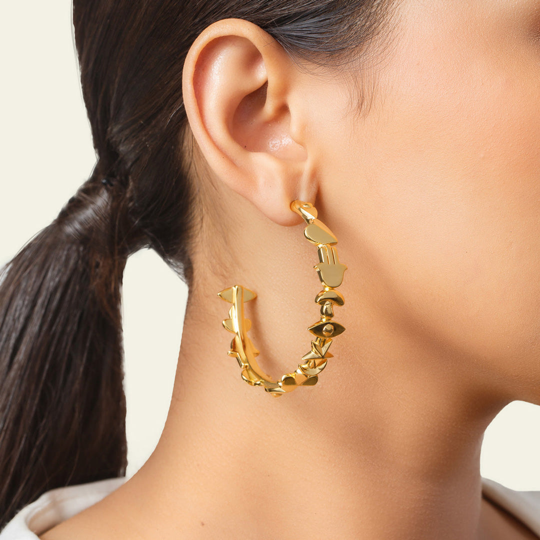 Gold Hoop Earring for Women by Isharya | Modern Indian Jewellery