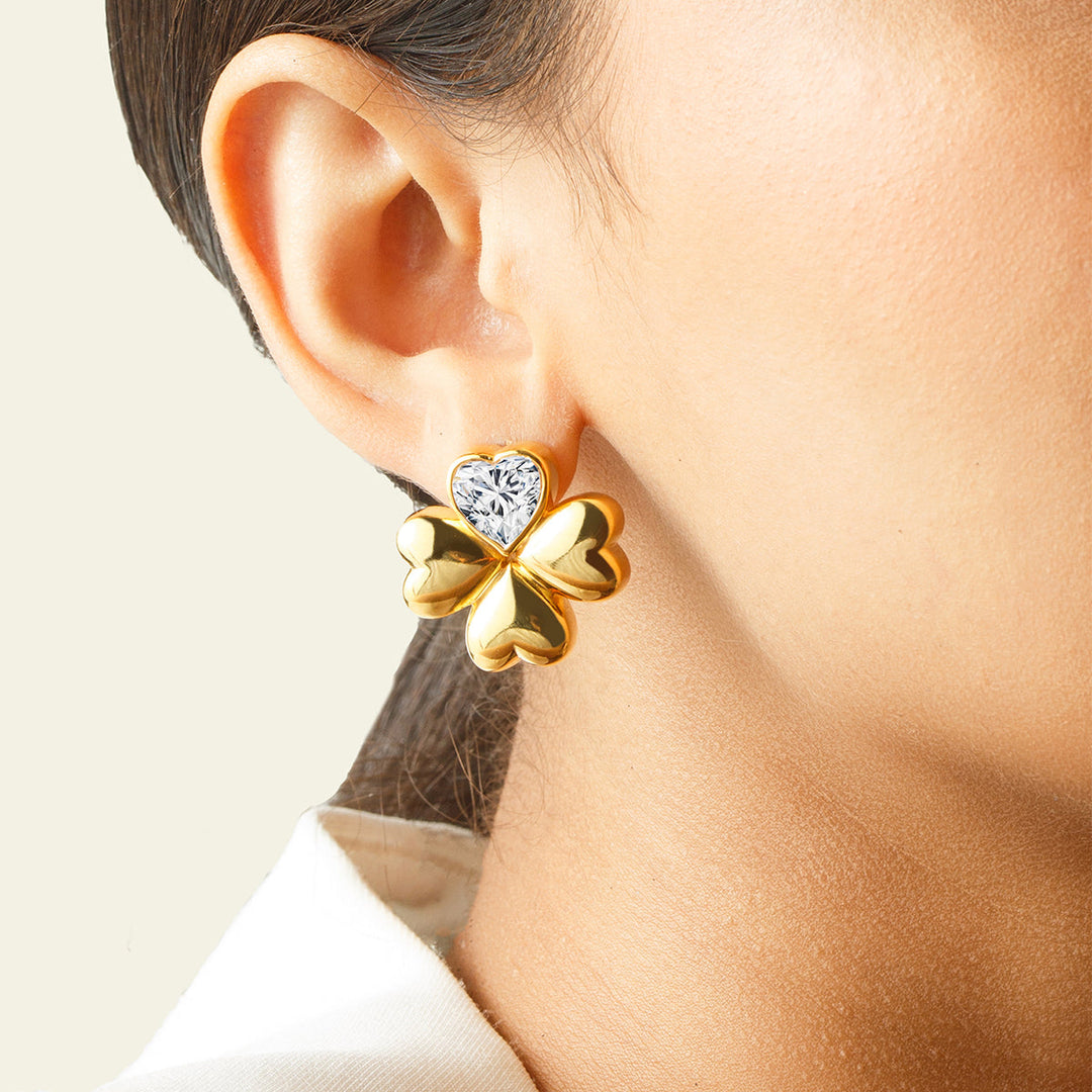 Gold Stud Earring for Women by Isharya | Modern Indian Jewellery