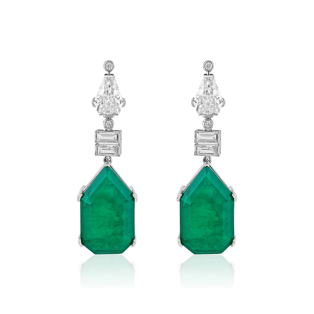Doublet Dark Emerald Drop Earrings