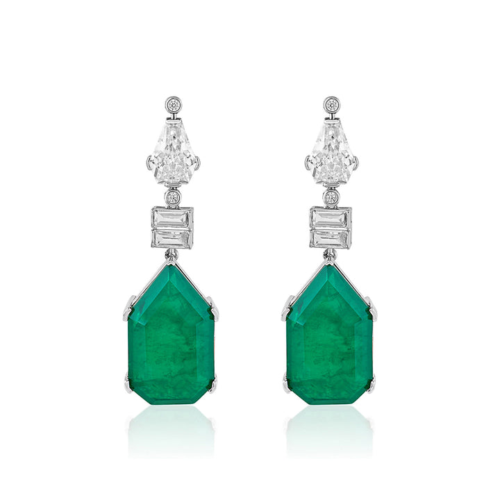 Doublet Dark Emerald Drop Earrings