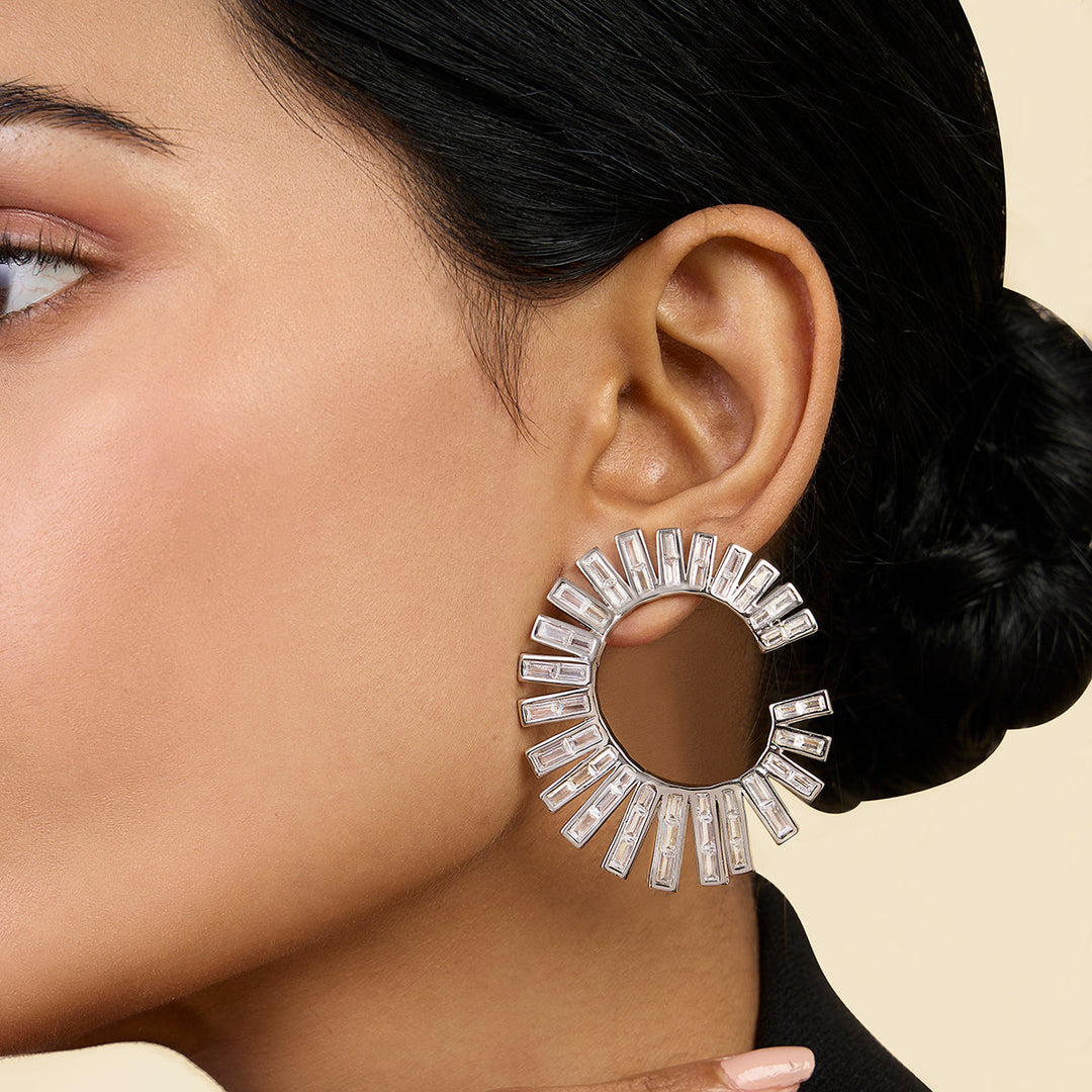 White Stud Earring for Women by Isharya | Modern Indian Jewellery