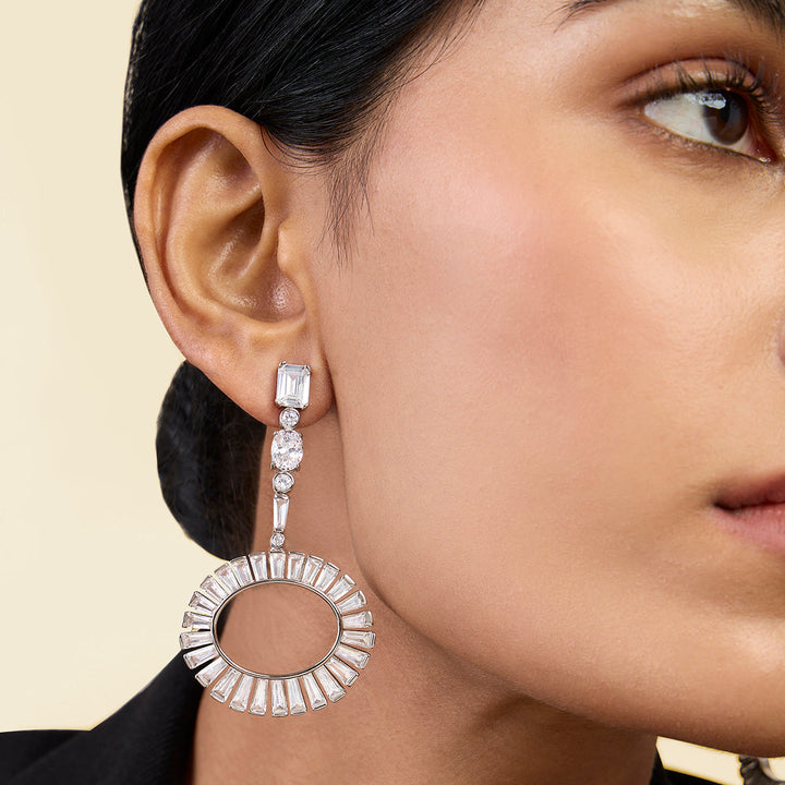 White Long Earring for Women by Isharya | Modern Indian Jewellery