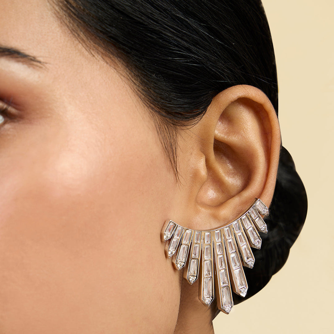 White Stud Earring for Women by Isharya | Modern Indian Jewellery