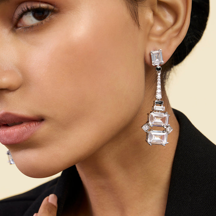White Long Earring for Women by Isharya | Modern Indian Jewellery