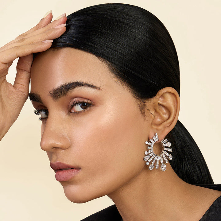 White Stud Earring for Women by Isharya | Modern Indian Jewellery