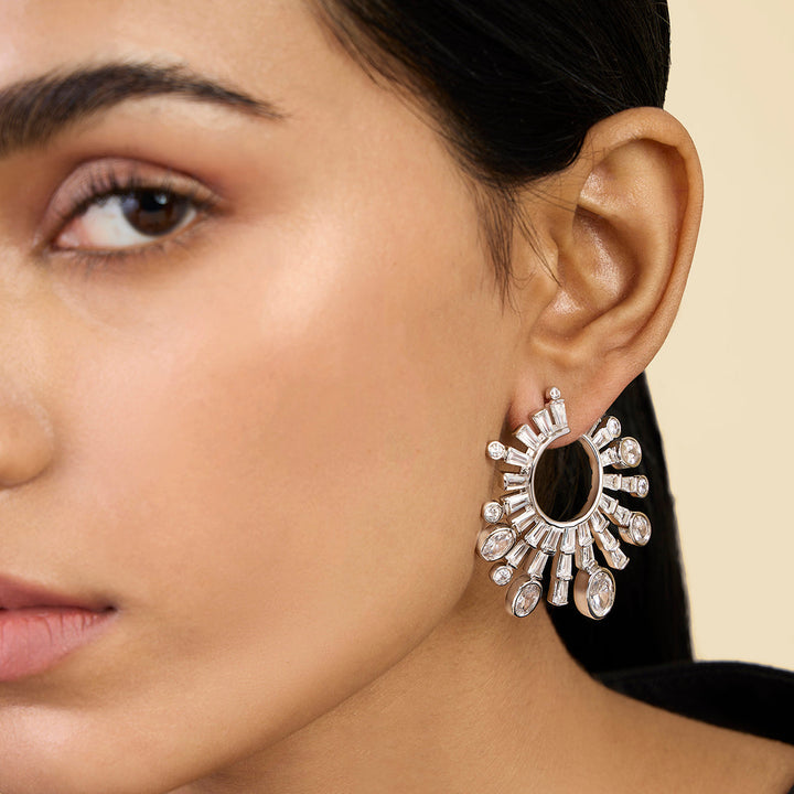 White Stud Earring for Women by Isharya | Modern Indian Jewellery