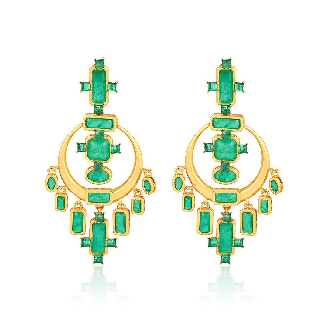 Green Long Earring for Women by Isharya | Modern Indian Jewellery