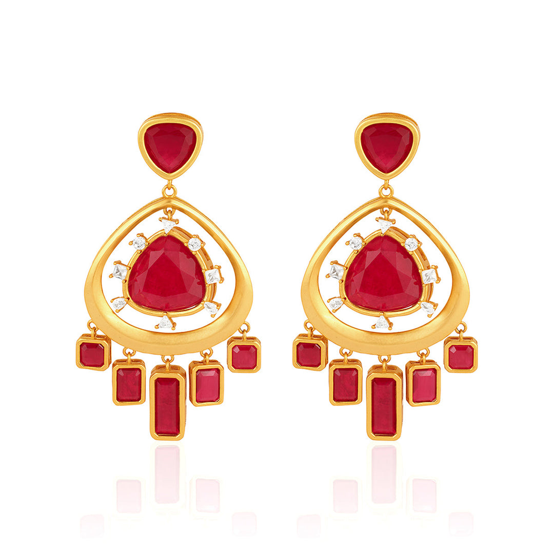Red Long Earring for Women by Isharya | Modern Indian Jewellery