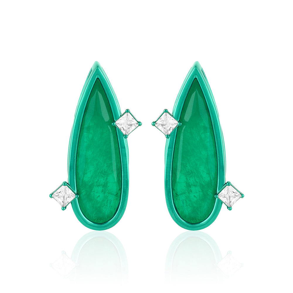 Green Stud Earring for Women by Isharya | Modern Indian Jewellery